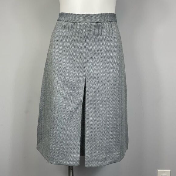 Barney’s New York NWT Gray Herringbone Wool Angora A-Line Pleated Skirt Italy 8 - Picture 5 of 15